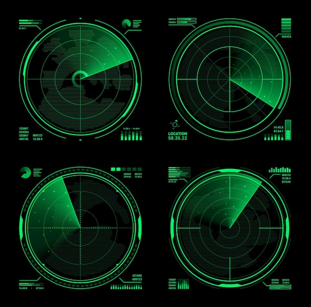 Vector hud military radar sonar display screen interface