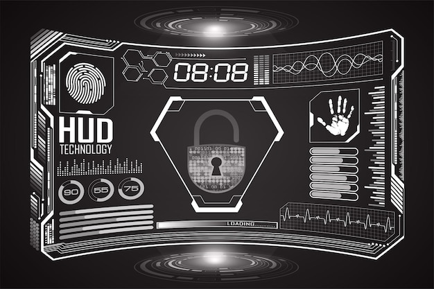 Vettore padlock futuro concetto di tecnologia hud sfondo