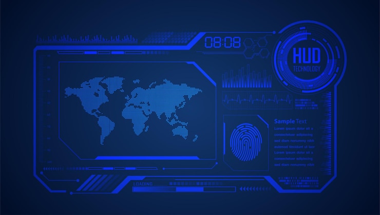 Vector hud padlock world technology