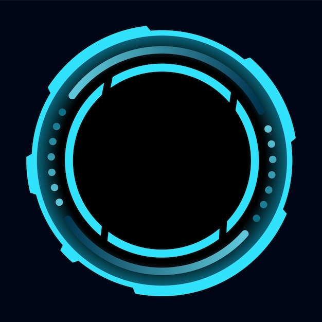 HUD rond frame of border sci fi cirkelvormig neon element voor digitale ui game interface Futuristische data UI display knop Vector radar voor doelbesturing doel en navigatie
