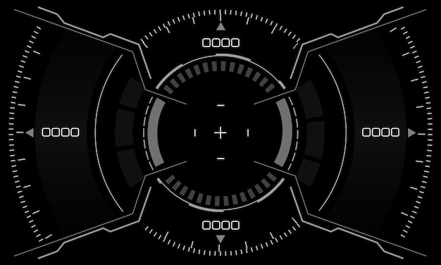 ベクトル hud サイフィック・サークル・インターフェース・スクリーン ホワイト・ジオメトリック・デザイン フューチャリスト・テクノロジー ディスプレイ ブラック・ベクトル