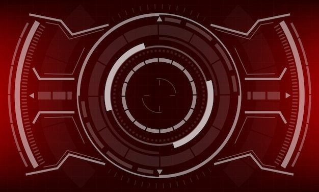 Hud scifi circle interface screen white geometric design virtual futuristic technology red vector