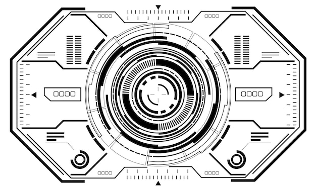 Vector hud scifi cirkel interface schermweergave grijs geometrische futuristische technologie creatieve weergave wit