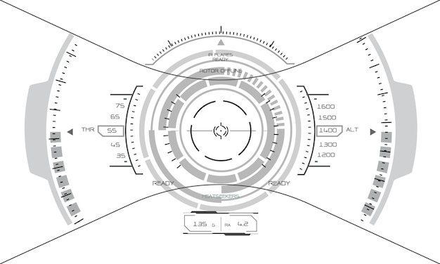 HUD scifi interface scherm monochroom ontwerp virtual reality futuristische technologie display vector