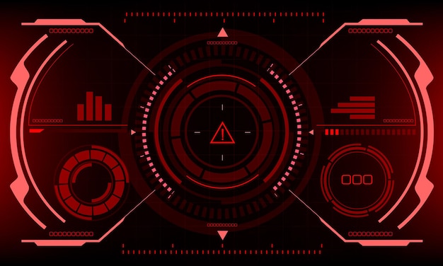 HUD scifi interface scherm rood gevaar waarschuwing ontwerp virtuele futuristische technologie display vector