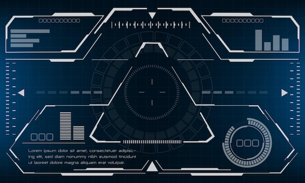 Hud scifi interface screen view blue design virtual reality futuristic technology display vector