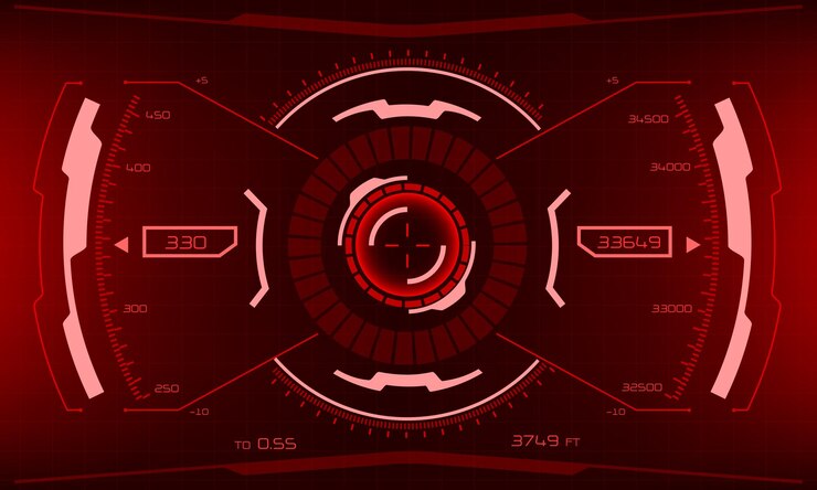 Vector hud scifi interface screen view red geometric design virtual futuristic technology display vector