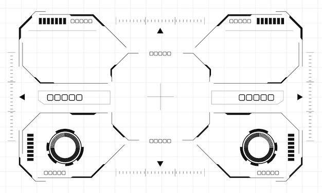 Vector hud scifi octagon interface screen black geometric design futuristic technology display white vector