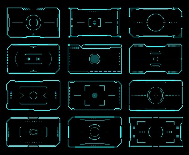 hud target frames, aim control, ski fi ui interface