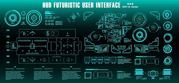 HUD target set green futuristic user interface Dashboard display virtual reality technology screen