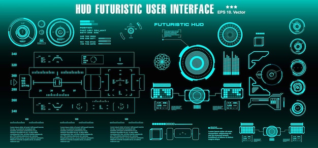 HUD target set green futuristic user interface Dashboard display virtual reality technology screen