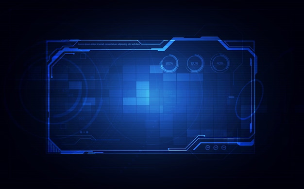 HUD, UI, GUI futuristic user interface screen elements. High tech screen for video game. Sci-fi concept design.