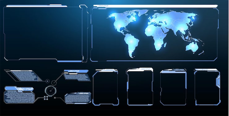Vector hud ui gui 未来化用户界面屏幕元素集视频游戏的高科技屏幕未来化用户介面屏幕元素组视频游戏高科技屏幕科幻概念设计