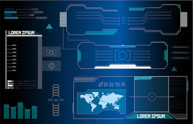 Набор элементов экрана футуристического пользовательского интерфейса hud ui gui