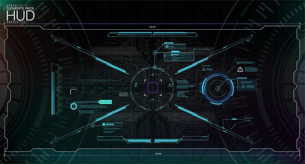 Hud ui gui futuristic user interface screen elements set