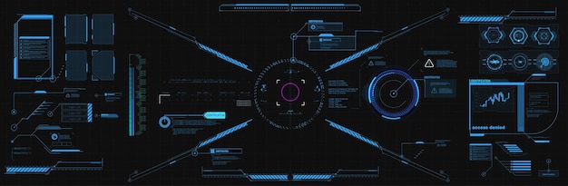 Набор элементов экрана футуристического пользовательского интерфейса HUD UI GUI