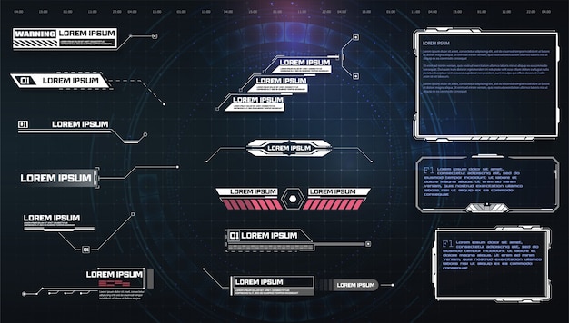 HUD, UI, GUI футуристический набор элементов экрана интерфейса пользователя.