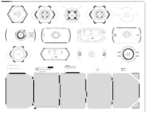HUD UI GUI futuristische schermelementen voor gebruikersinterface