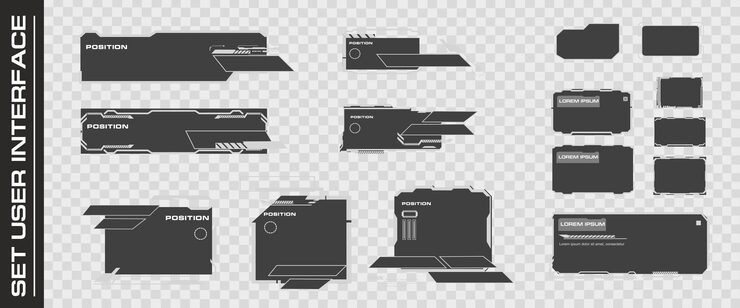 Vector hud 사용자 인터페이스 투명 배경에 프레임 콜아웃 및 대화 상자가 있는 미래 지향적인 가상 사용자 인터페이스 hud 요소와의 통신을 위한 디지털 인터페이스