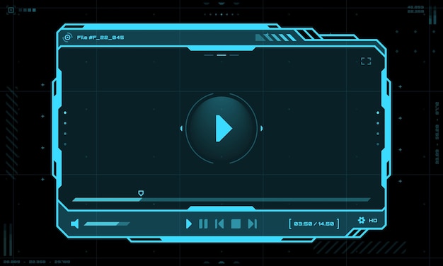 HUD video player screen interface and UI frame