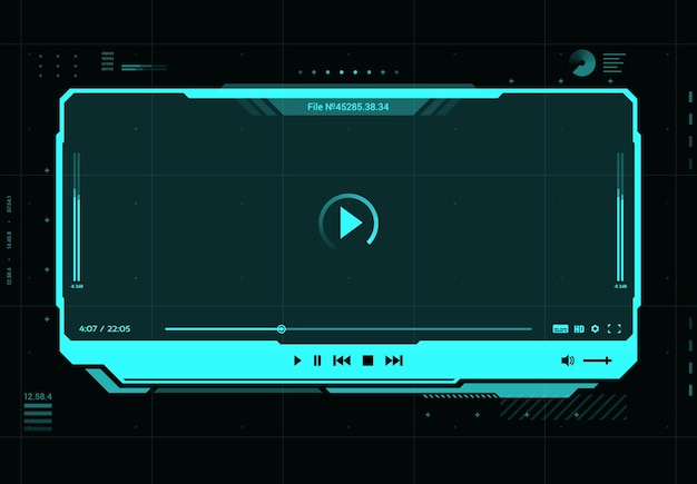 HUD video and sound player screen futuristic interface