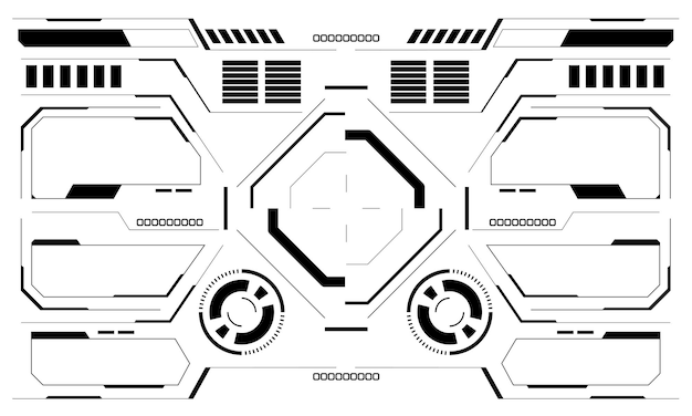 hud white interface screen grey geometric design futuristic technology creative display white vector