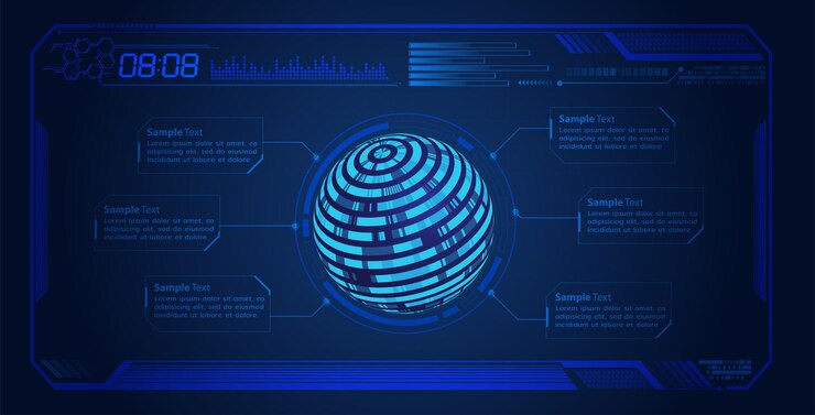 Vector hud world on digital background cyber security