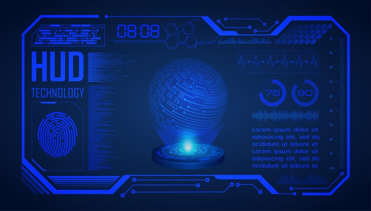Vector hud world on digital background cyber security