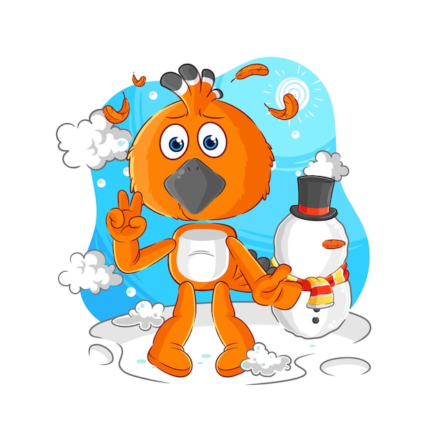 Птица Худхуд в векторе талисмана персонажа мультфильма холодной зимы