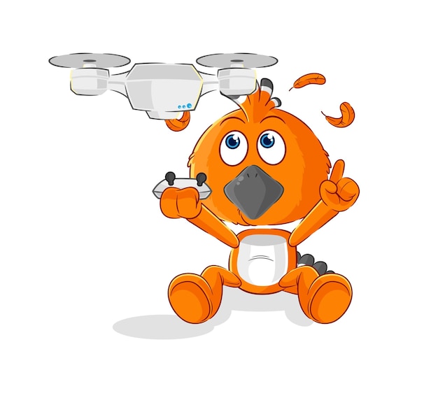 Vector hudhud bird with drone character cartoon mascot vector