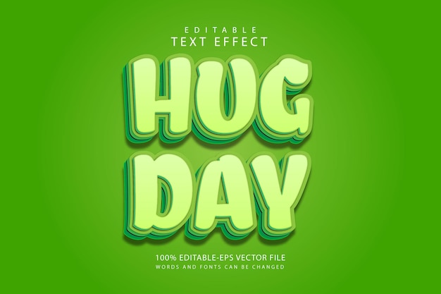 Hug day editable text effect 3 dimension emboss modern style