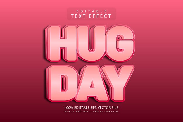 Hug day editable text effect 3 dimension emboss modern style