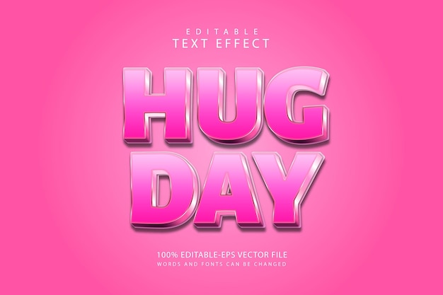 Vector hug day editable text effect 3 dimension modern style