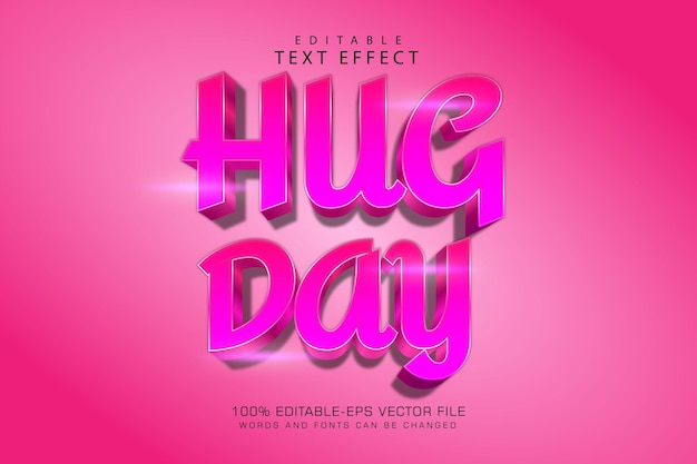 Hug day editable text effect 3 dimension modern style