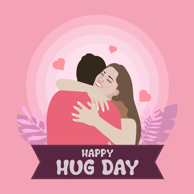 Hug day flat vector illustration