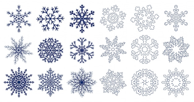 Huge set of blue snowflakes