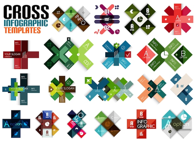 Huge set of cross infographic templates 2