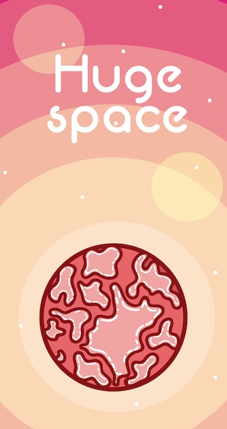 Huge space card with milkyway planet cartoon 