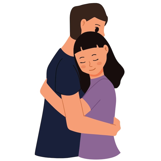 Vector hugging couple illustration