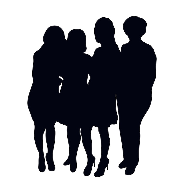 Hugging girls silhouettes the concept of a warm meeting family love unity isolated vector