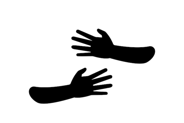 Hugging hands black silhouette support and care concept vector illustration