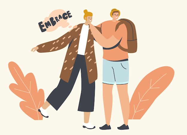 Hugs, embrace with friends concept