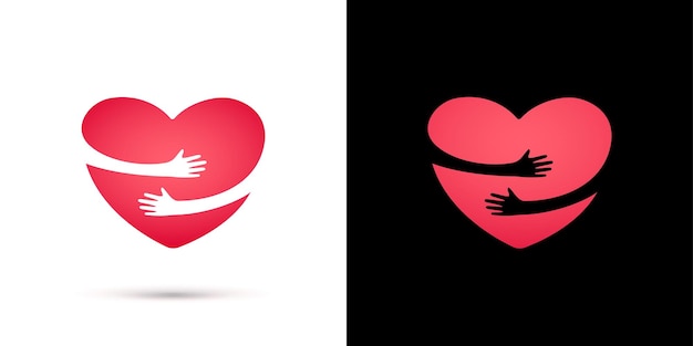 hugs and heart shape simple abstract illustration