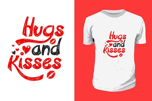 Hugs and kisses svg valentines day typography quotes design romantic lettering of love