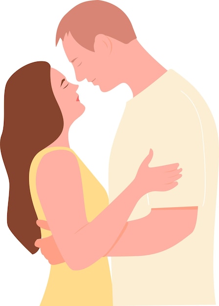 Hugs of a man and woman in love vector illustration
