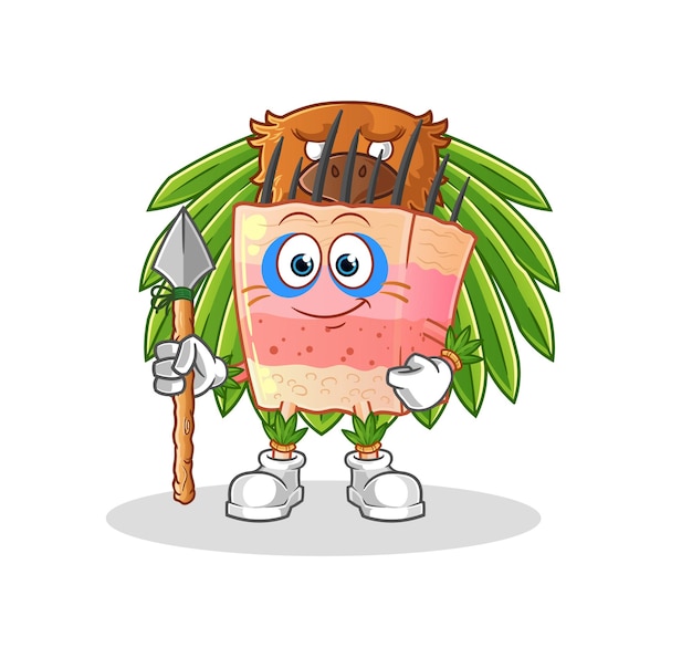 Huid structuur tribal man mascotte cartoon vector