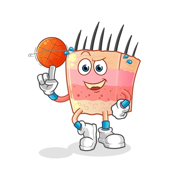 Huidstructuur spelen basketbal mascotte cartoon vector