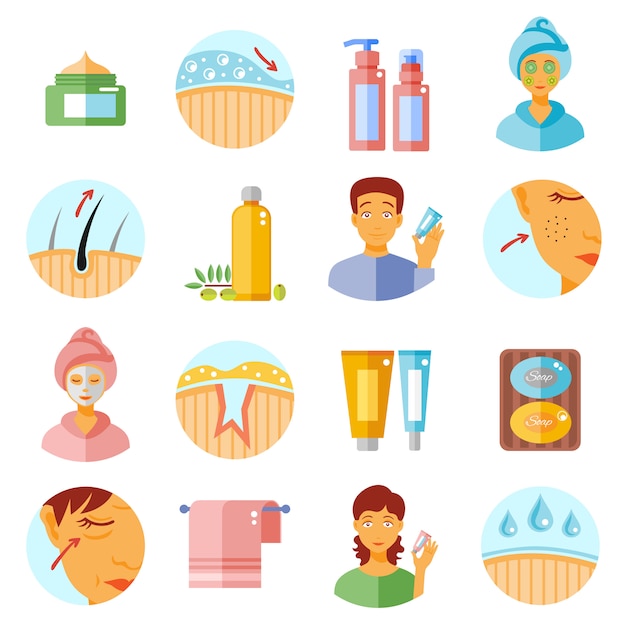 Vector huidverzorging icons set