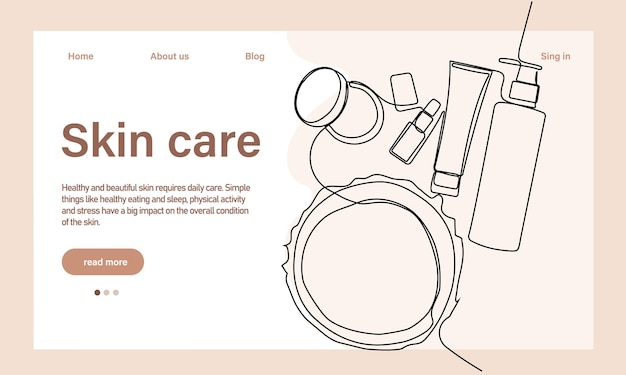 Vector huidverzorgingsconcept. sjabloon voor bestemmingspagina's. ochtend routine. bad tijd. biologische producten om te schrobben