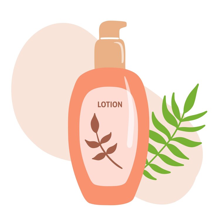 Vector huidverzorgingsproducten illustratie bodylotion gezichtstoner en crème vloeibare zeep plat cosmetisch object in buis met palmblad